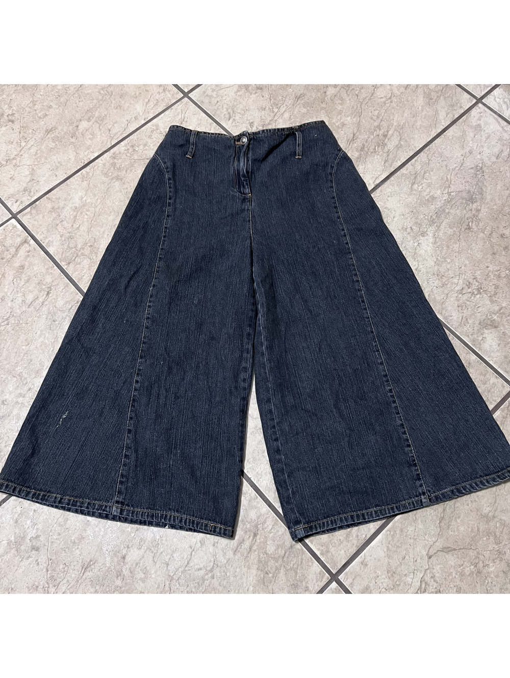 Vintage Faded Glory Special Edition Parachute Wide Leg Baggy Capri Denim Pants 4